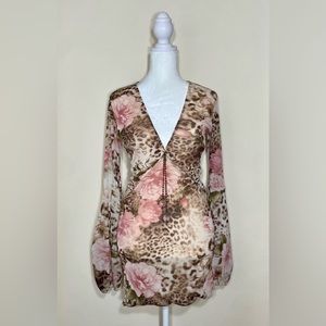 Savee Floral Leopard Print Dress XS